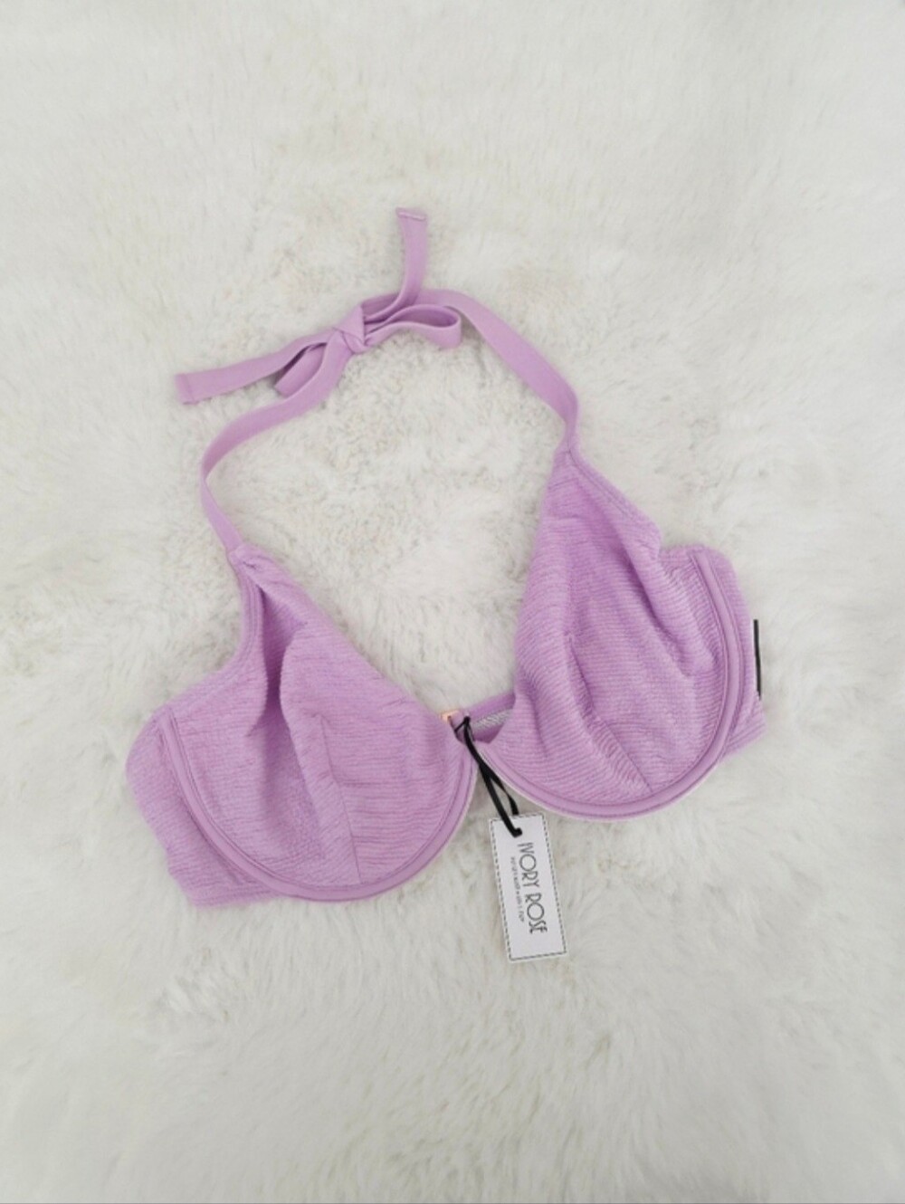 IVORY ROSE👒 Fuller Bust Underwired Halter Bikini Top SIZE UK 38E/US 38DDD/F